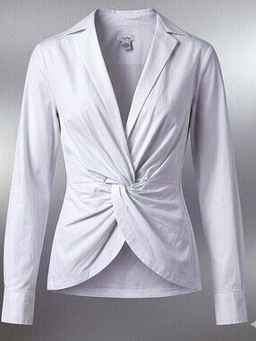 Caché Twist-Front Wrap Tailored Blouse